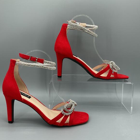 NEW Jones New York Women’s Tarrie Open Toe Heels Red Size 7M - Picture 1 of 10